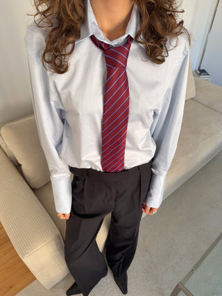 Tie - Burgundy W blue stripe