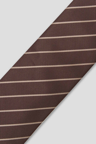 Tie - Brown W beige stripe