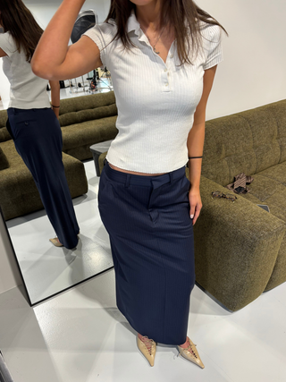 Suit Skirt II – Navy Blue Pinstripe Edition