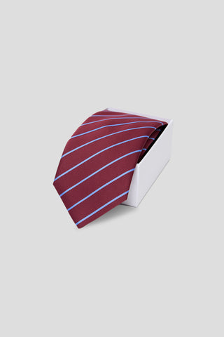 Tie - Burgundy W blue stripe